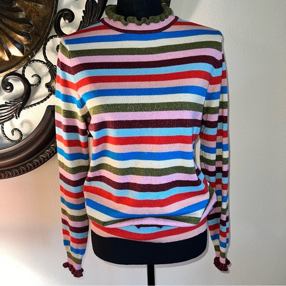Boden Women’s Lara Sparkle Striped Cotton Blend Sweater Jumper Size 8 - Picture 5 of 16